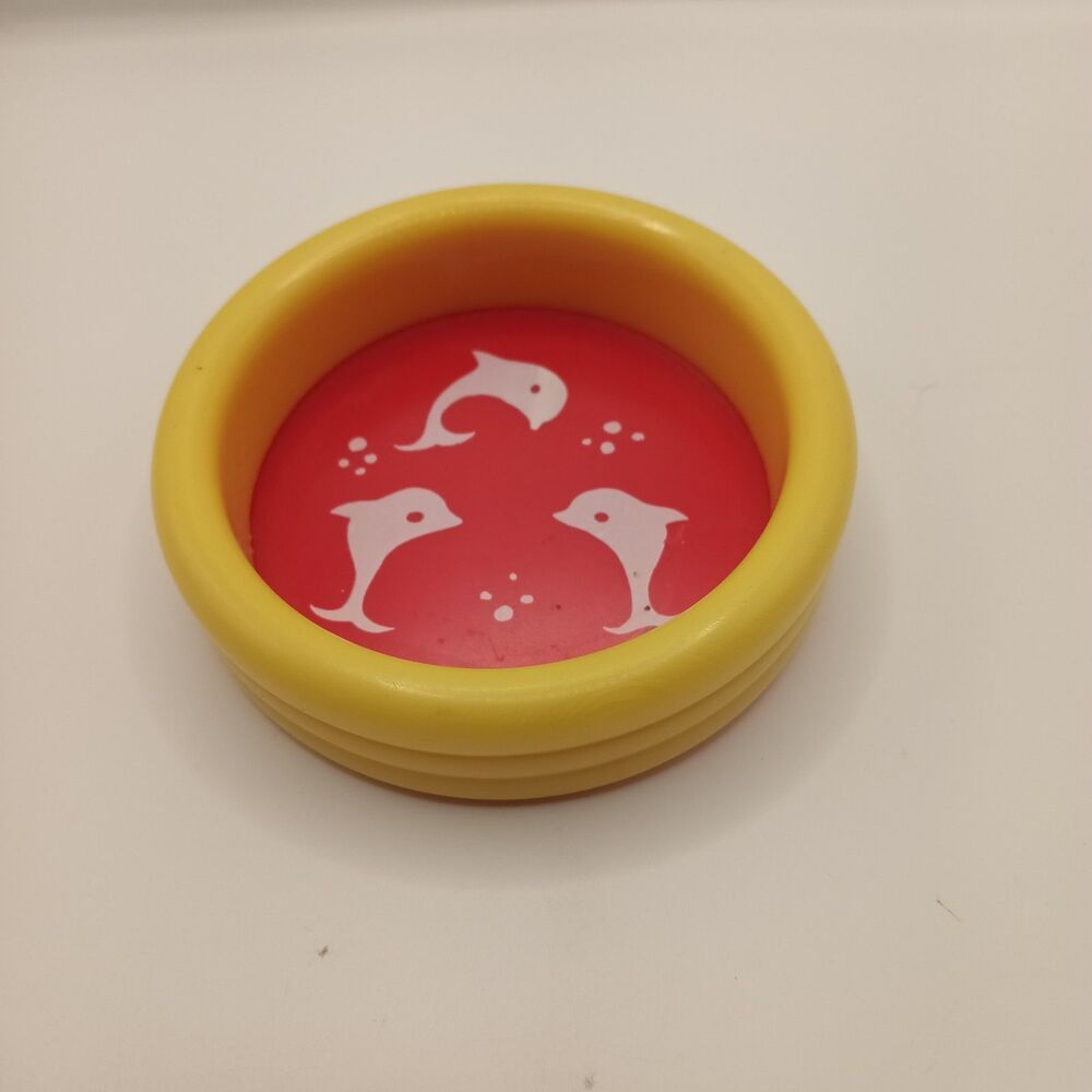Lundby Dollhouse Kiddie Pool Yellow and Red Plastic - Vintage